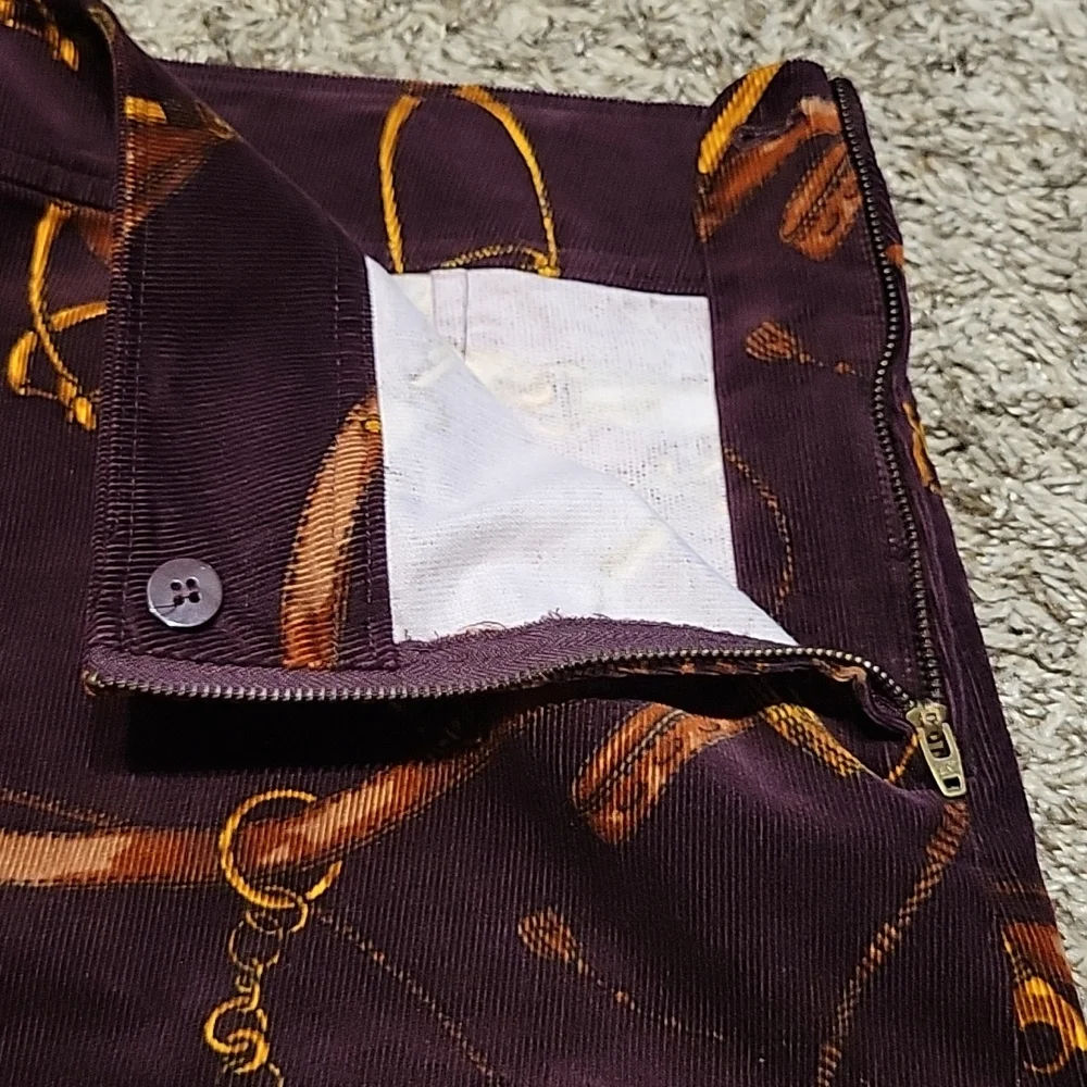Talbot's Corduroy Skirt A-Line Purple Jewel Tone Fall Winter Work 14 Side Zip